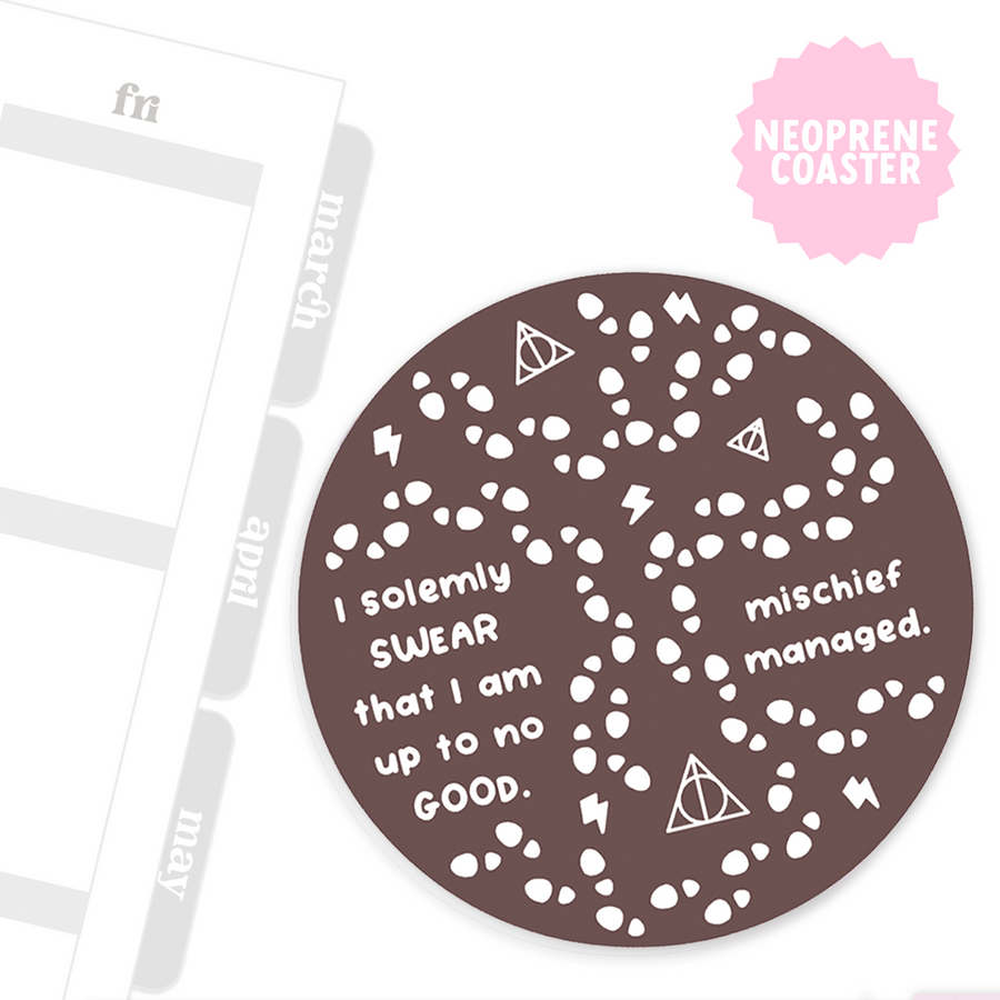 Mischief Managed [GREY] ϟ Neoprene Coaster