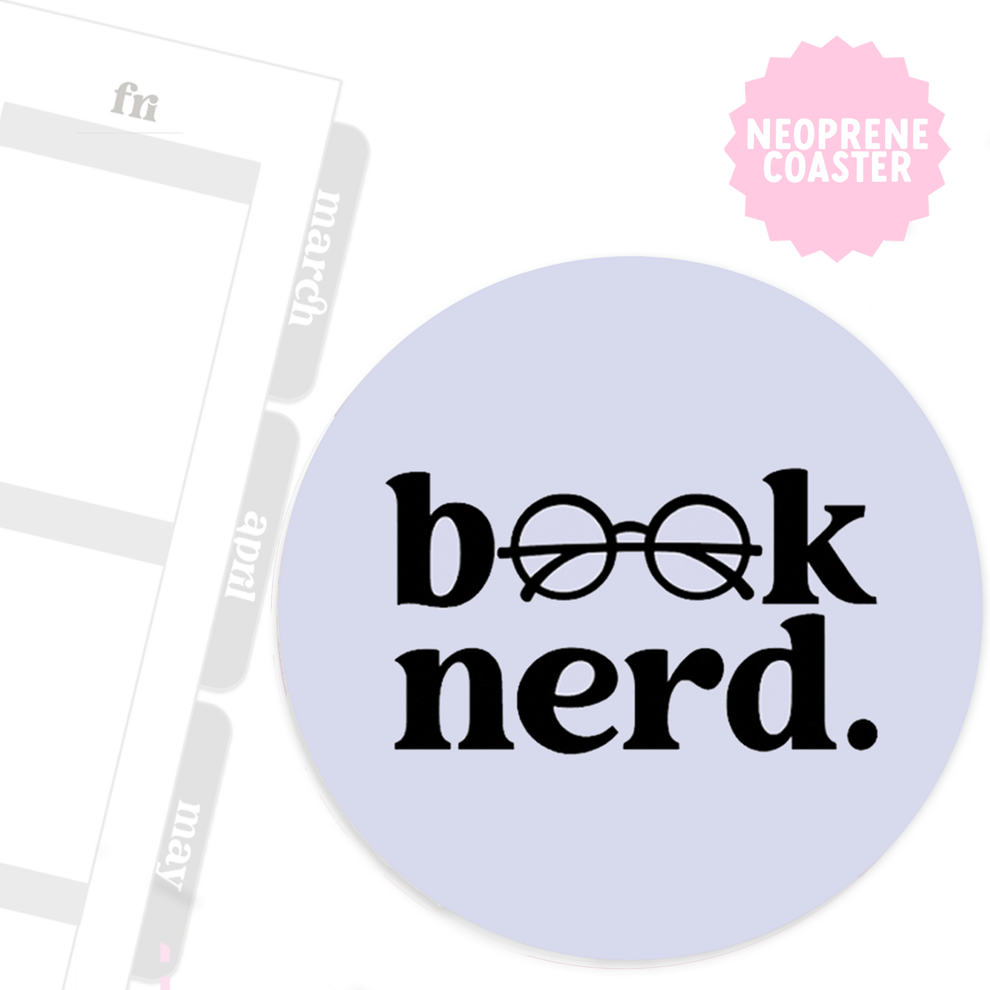 Book Nerd Neoprene Coaster (Purple)