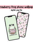 Strawberry Boba Frog Phone Wallpaper Set