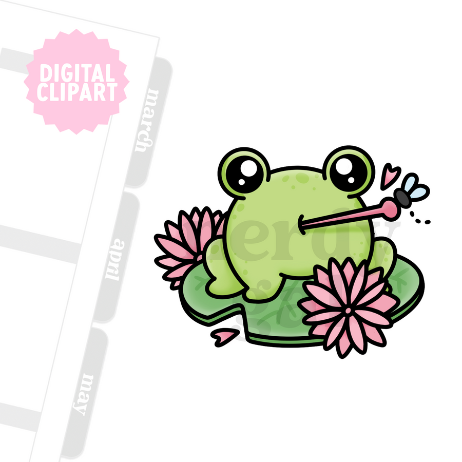 Frog on a Lily Pad Clipart (Personal Use Only)