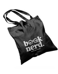 Book Nerd Black Polyester Canvas Tote Bag