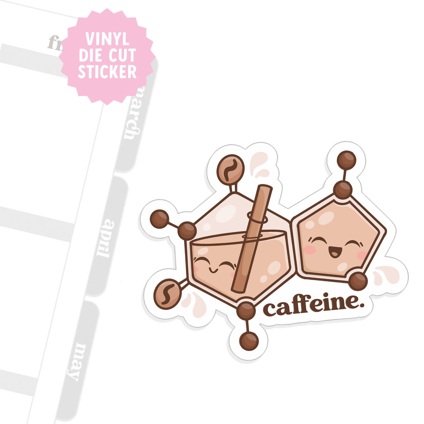 Caffeine Molecule Vinyl Sticker