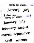 Months of the Year Text Stickers - Choose your font