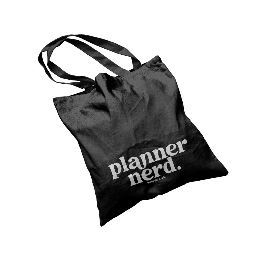 Planner Nerd Black Polyester Canvas Tote Bag