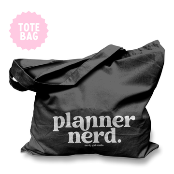 Planner Nerd Black Polyester Canvas Tote Bag