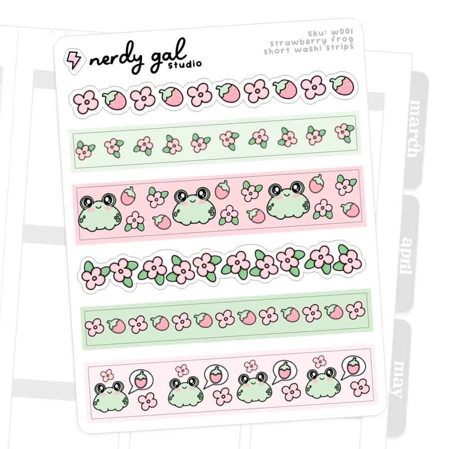 Strawberry Frog Washi Paper Strips