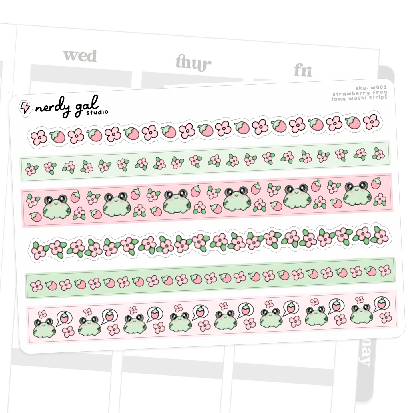 Strawberry Frog Washi Paper Strips